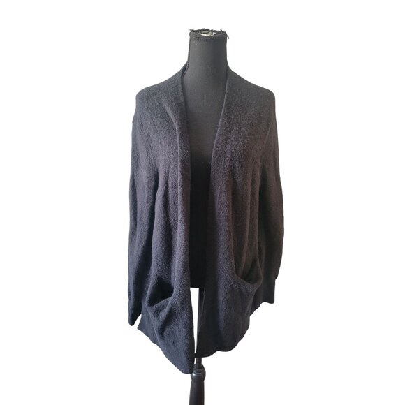 Madewell Black Long Sleeve Open Pocket Cardigan Size L Merino Wool Teacher - Picture 1 of 11